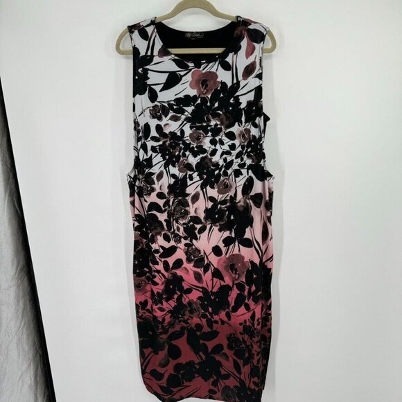 DG2 by Diane Gilman Layered Sleeveless knit Dress Black floral size large - Picture 4 of 12